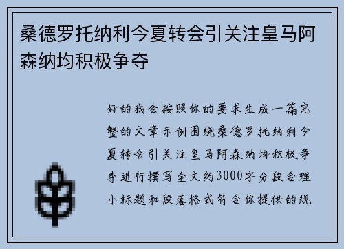 桑德罗托纳利今夏转会引关注皇马阿森纳均积极争夺 桑德罗托纳利今夏转会引关注皇马阿森纳均积极争夺